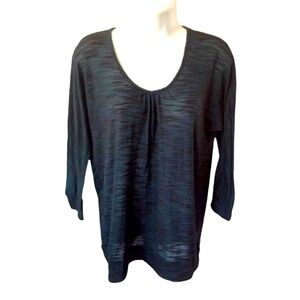 Two Hearts Maternity Top Semi Sheer 3/4 Slv Shirt Medium Slouchy Loose Burnout